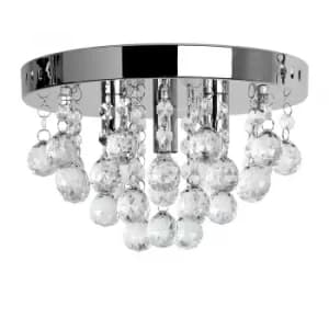 Mitre Ceiling Light in Chrome with Clear Ball Droplets