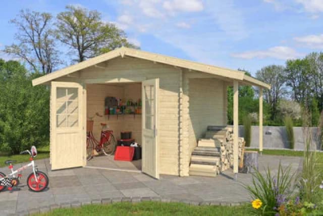 Lasita Maja Lasita Osland Tulsa Log Cabin With Log Store - 4.3M X 2.9M - Apex Roof