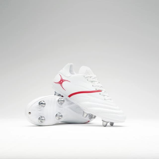 Gilbert Unisex Kids Pwr6 Rugby Boots White/Red unisex 4 (36.5)