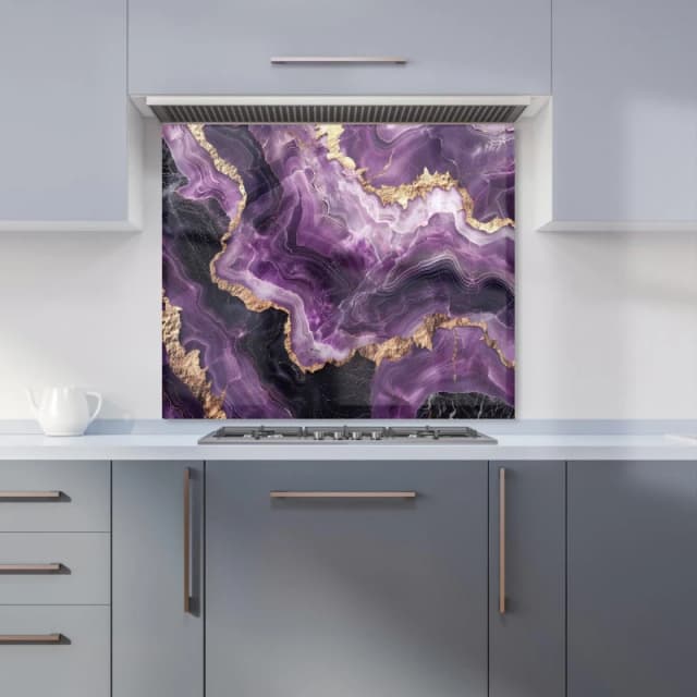 Warren Reed - Designer Deep Purple Marble Effect Kitchen Splashback Size: 600mm x 750mm Purple Unisex 600mm x 750mm