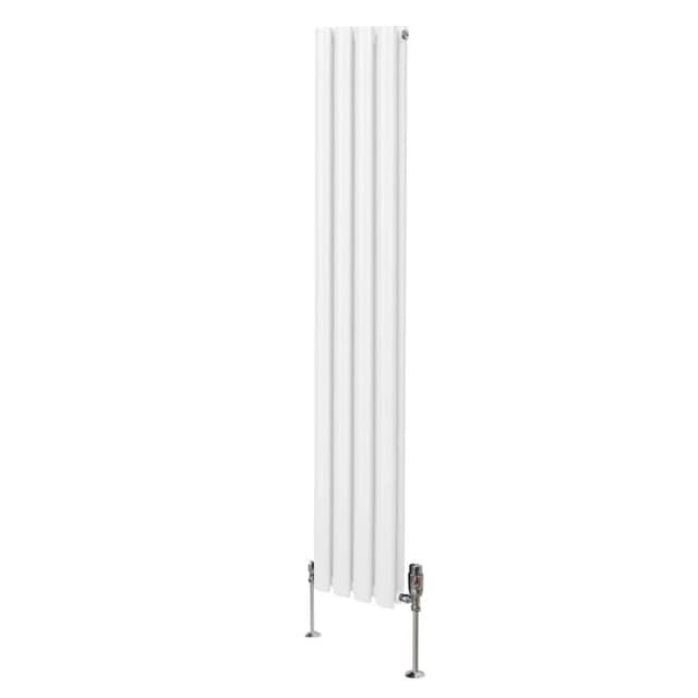 MONSTER-SHOP Oval Column Radiator 1600mm x 240mm & trv Chrome Valves Modern 5055986194316