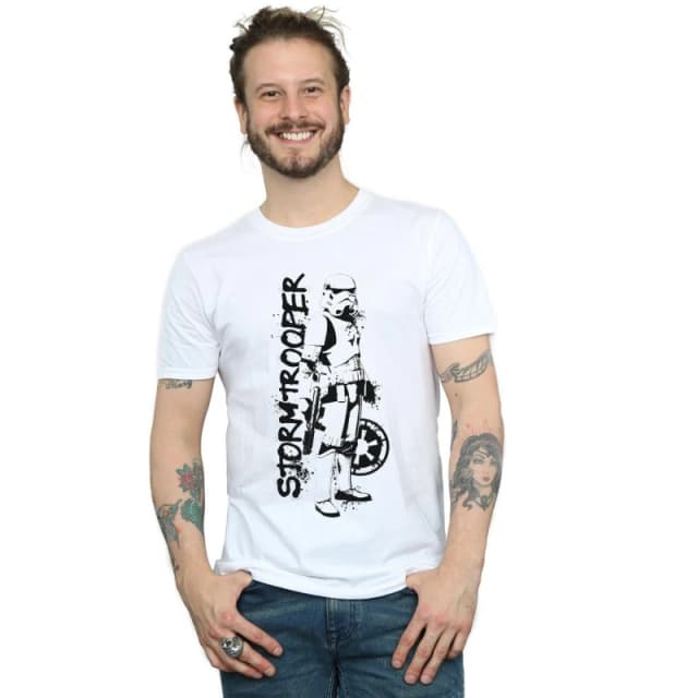 Star Wars Star Wars Men The Mandalorian Splat Stormtrooper T-Shirt in White Size: Small White S Male 5059568223531