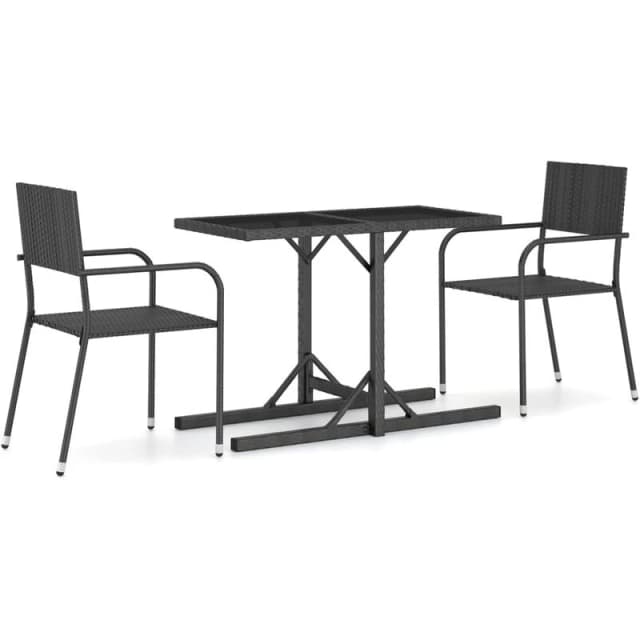 VIDAXL 3 Piece Garden Dining Set Black Vidaxl 8720286379707