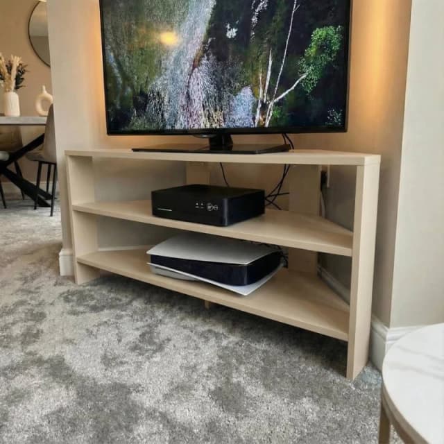 FWStyle Promo Putty Corner TV Unit Media Stand (H) 45 (W) 110 (D) 36cm in Light Beige Light Beige Unisex