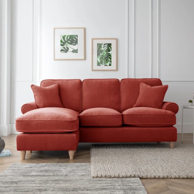 The Great Sofa Company Ezra Left Hand Chaise Sofa Manhattan Apricot in Terracotta Terracotta Unisex
