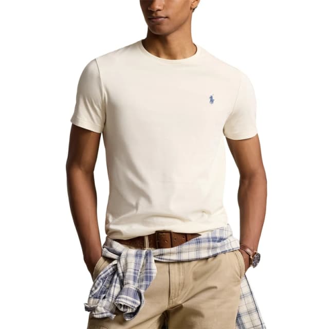 Plain Cotton Jersey T-Shirt with Embroidered Logo, Slim Fit