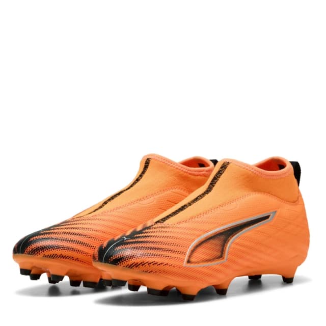 Puma Ultra 5 Match Children Laceless Firm Ground Football Boots Orange/Black male C10 (28)