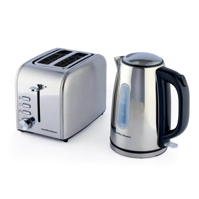 Hamilton Beach Rise Kettle & 2 Slice Toaster Set - Polished in Silver Silver Unisex