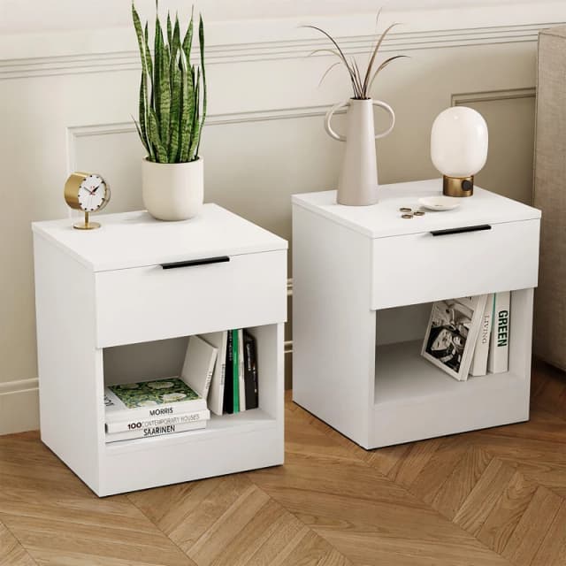 Lassic Trega 1 Drawer Bedside Chest Set Of 2 White unisex 1 Drawer