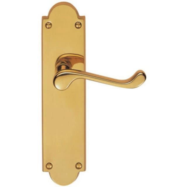 Loops PAIR Victorian Scroll Handle on Latch Backplate 205 x 49mm Polished Brass Metallics