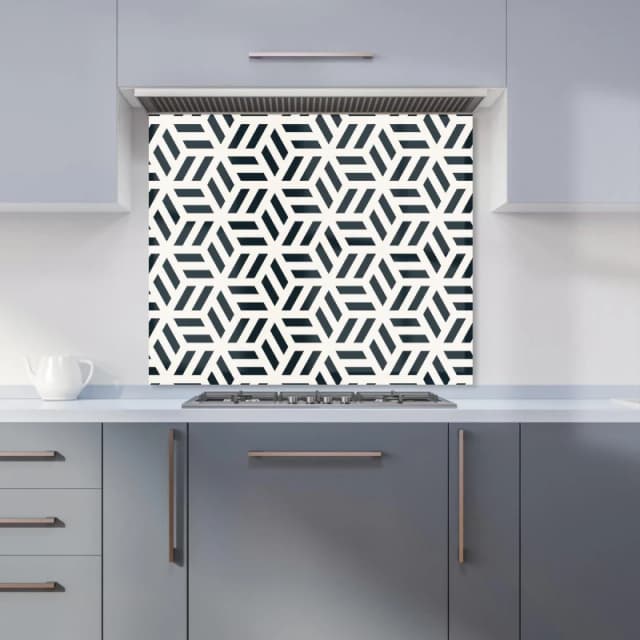 Warren Reed - Designer Geometric Modern Ornment Kitchen Splashback in Black Size: 600mm x 750mm Black Unisex 600mm x 750mm