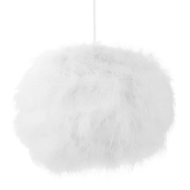 Happy Homewares Modern And Distinctive Small Real White Feather Decorated Pendant Light Shade