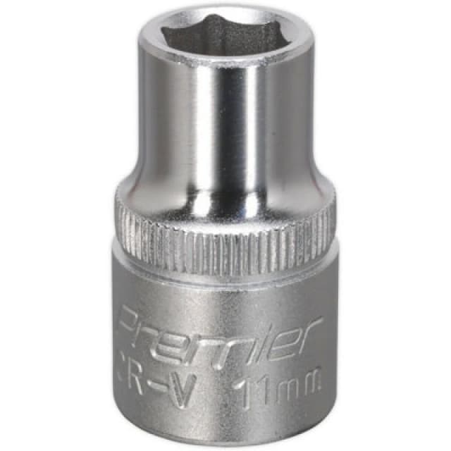 Loops 11mm Steel Drive Socket - 1/2" Square Drive - Chrome Vanadium Wrench Socket Metallics