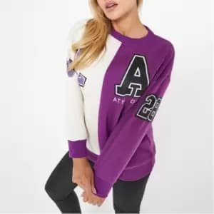 I Saw It First LA Spliced Oversized Sweatshirt - Purple