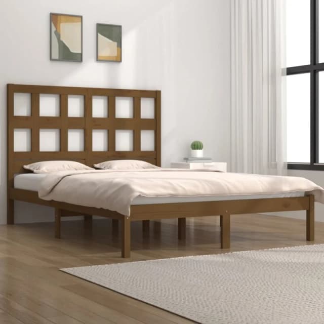 VIDAXL Bed Frame without Mattress Honey Brown 200x200cm Solid Wood Pine Vidaxl 8720287032519