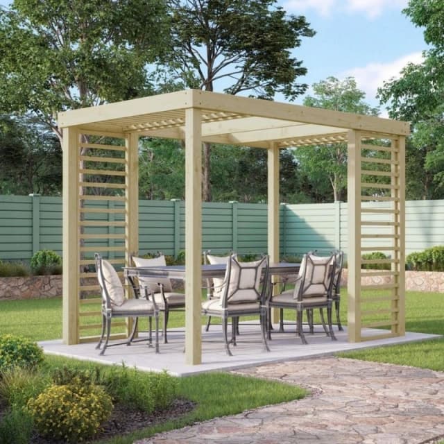 Rutland County Garden Furniture Ltd Panel Pergola - Wood - L240 x W240cm - Light Green Light Green Unisex