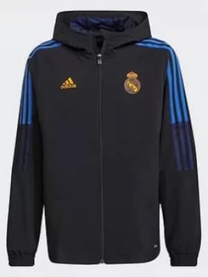 Boys, adidas Real Madrid Tiro Presentation Track Top, Black, Size 7-8 Years