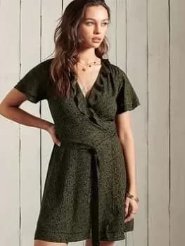 Superdry Summer Wrap Dress - Green, Size 10, Women