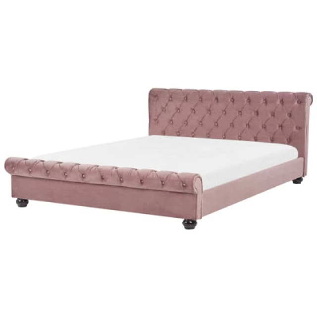 Beliani Bed Velvet Avallon 180 X 200 Cm (Eu Super King) Pink