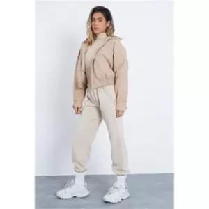 I Saw It First Stone Oversized Bomber Jacket - Brown