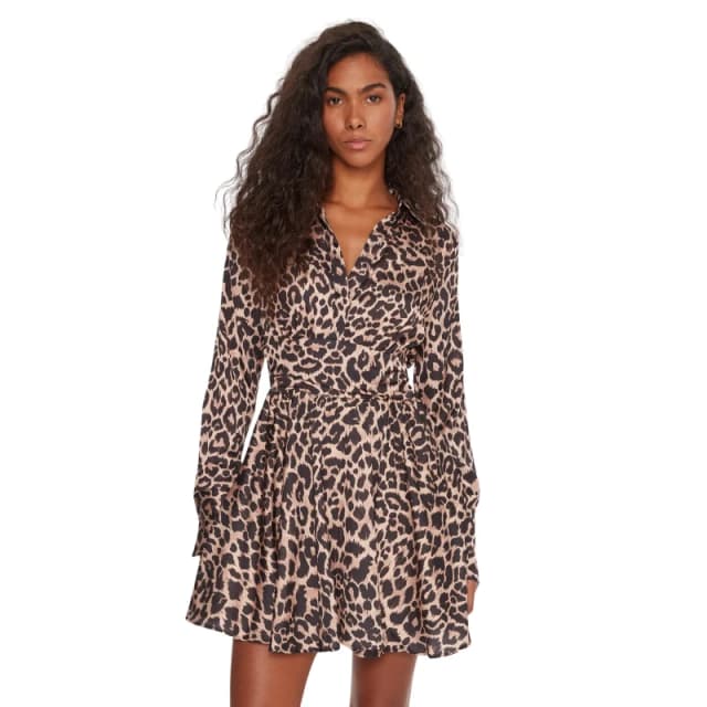 Guess Flared dress with long sleeves For Her Guess Concetta Flare Marron Female XS