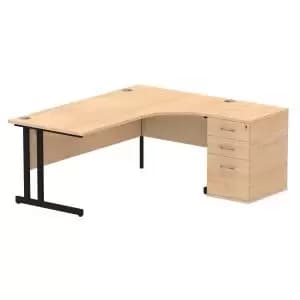 Impulse 1800mm Right Crescent Office Desk Maple Top Black Cantilever