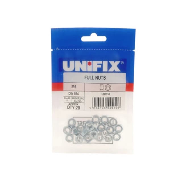 Unifix A2-304 St/st Full Nuts Din 934 - M5 X 0.08 - Bag Of 50