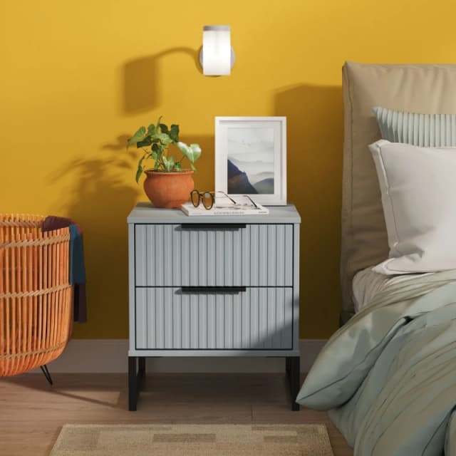 Ready Assembled 2 U Menai 2 Drawer Bedside (Ready Assembled) in Light Blue Size: Small Light Blue Unisex Small