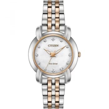 Citizen White And Two Tone 'Ladies Diamond' Eco-Drive Watch - EM0716-58A