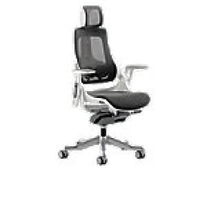 Executive Chair Zure White Frame Charcoal Mesh With Arms With Headrest