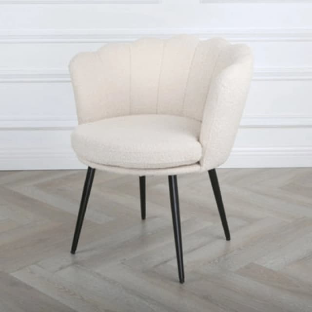 Home Garden Direct Flora - Boucle Armchair in Cream - (Black Legs) Cream Unisex
