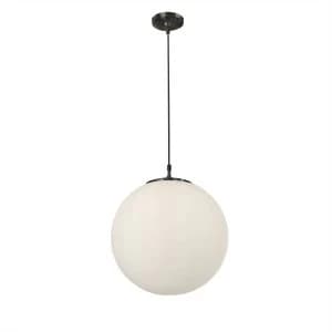 1 Light Globe Pendant Opal Glass Shade, E27
