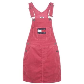 Tommy Jeans Dungaree Dress - CLARET RED