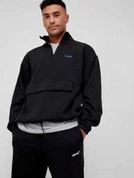 Levis 1/4 Zip Polar Fleece Sweat Top - Black, Size 2XL, Men