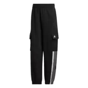 adidas Essentials Pin Stripe Block Fleece Cargo Joggers W - Black / Grey Four / White