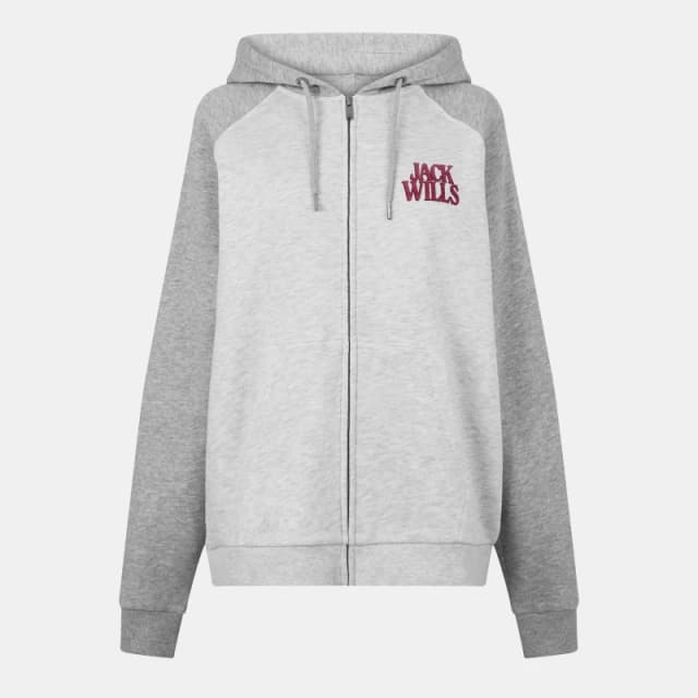 Jack Wills Womens Contrast Zip Hoodie Light Heather female 8 (XS)