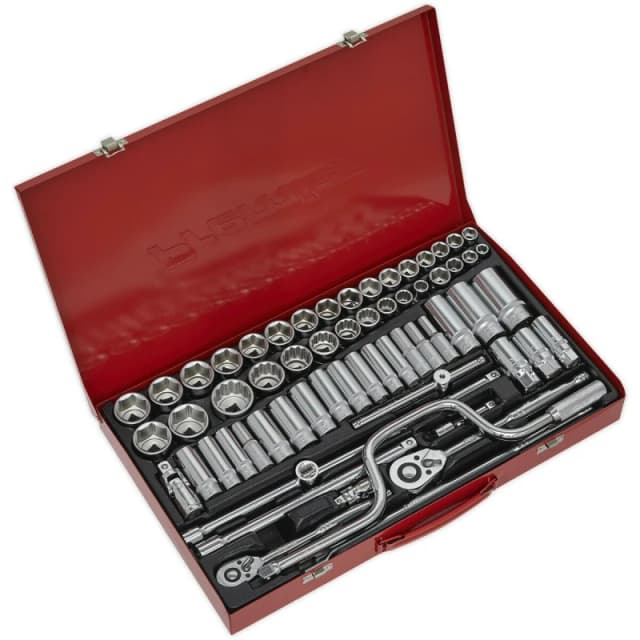 Loops 64 PACK Socket Set - 1/2" & 3/8" Met & Imp Square Drive - Socket Ratchet Handle Multi