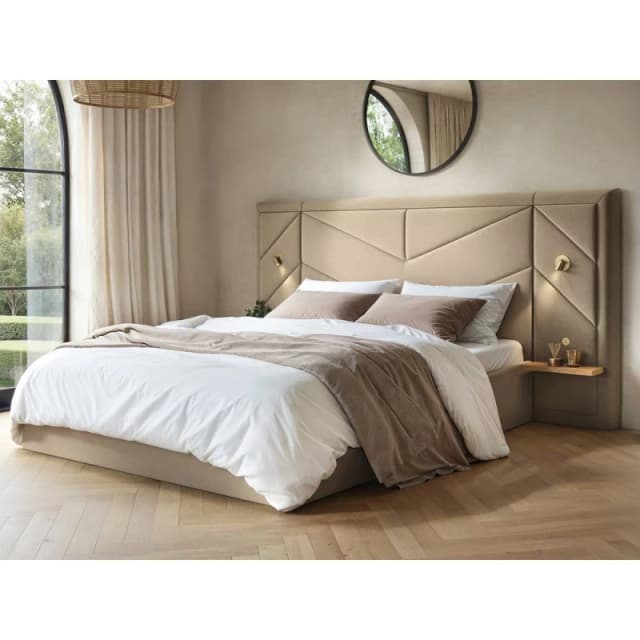 Flair Alice Hotel Ottoman Bed with USB Gold Lights Beige Velvet Size: Double Beige Unisex Double