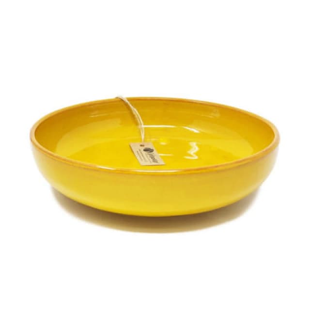 Verano Spanish Ceramics Selena Glazed Hand Dipped Kitchen Dining Large Bowl Yellow (Diam) 27Cm