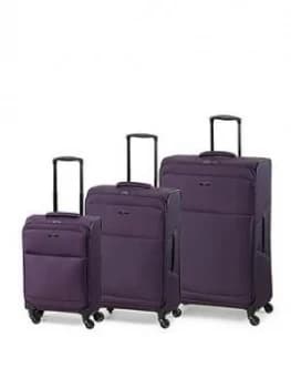 Rock Luggage Ever-Lite 3Pcs Set 4 Wheel Purple Suitcases
