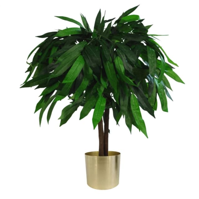 Leaf 80cm Large Artificial Mango Tree Plant with Metal Planter