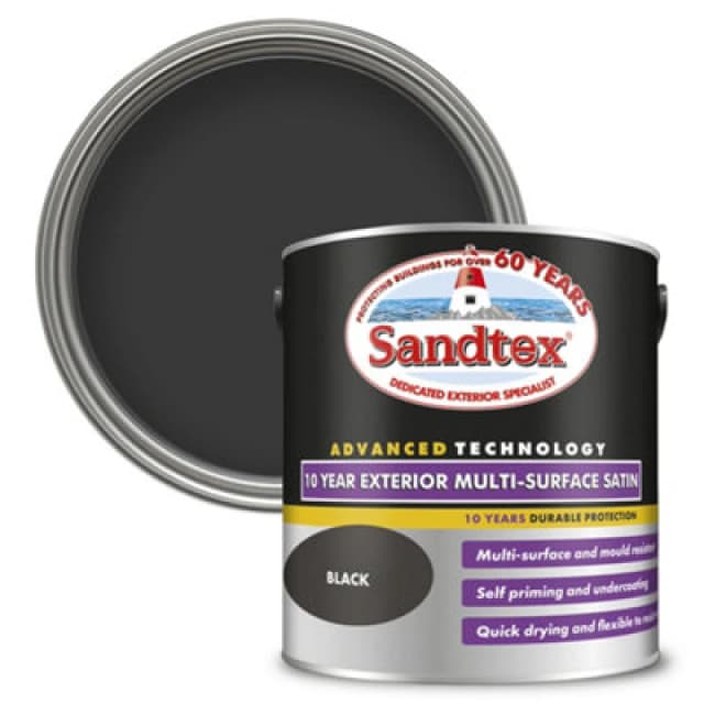 SANDTEX Sandtex - 10 Year Exterior Multi Surface Satin - Black - 2.5L 5100997