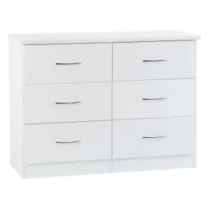 Nevada White 6 Drawer Chest White