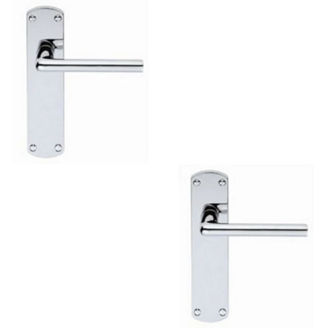 Loops 2x Rounded Straight Bar Handle on Latch Backplate 170 x 42mm Polished Chrome Multi