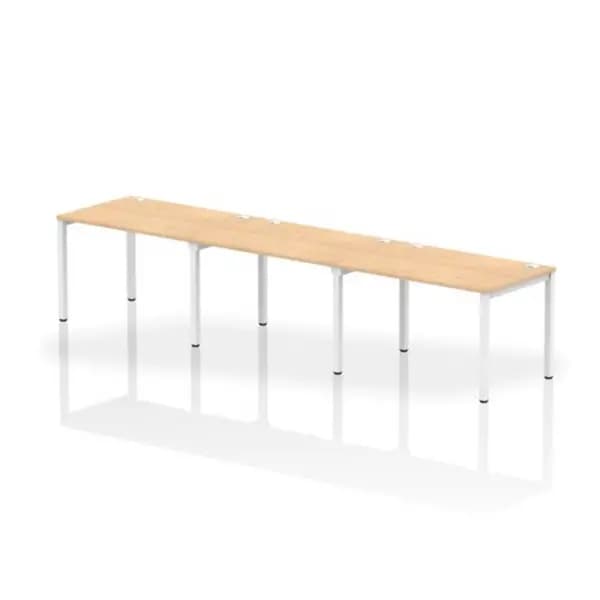 Impulse Bench Single Row 3 Person 1200 White Frame Office Bench Desk Maple