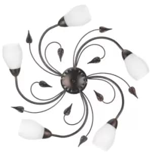 Onli Lia 5 Light Multi Arm Semi Flush Ceiling Lamp, Black