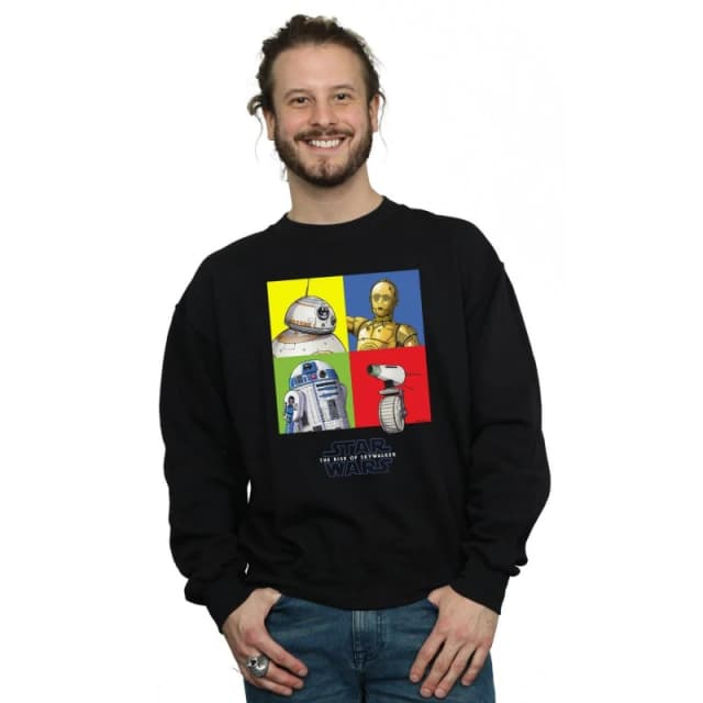 Disney Men Star Wars The Rise Of Skywalker Droid Squares Sweatshirt in Black Size: Small Black S Male 5059400139273