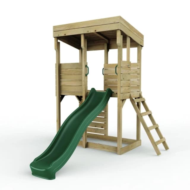 OutdoorToys XL Lookout Tower Playhouse with Slide for Kids in Brown Brown Unisex