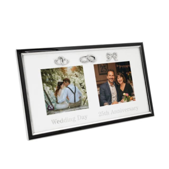 Happy Homewares 25Th Anniversary & Wedding Frame With Silver & Black Icons