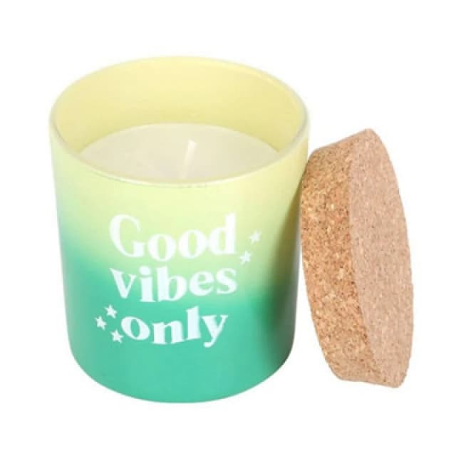 Something Different Something Different Good Vibes Only Bergamot & Mandarin Candle in Light Green Light Green One Size Unisex 5063693881658